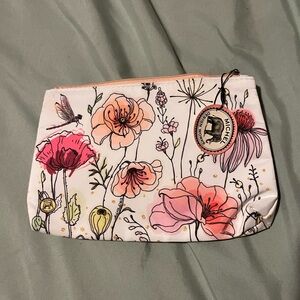 Michel Studio Floral Cosmetic Bag with Pink and Cream Accents